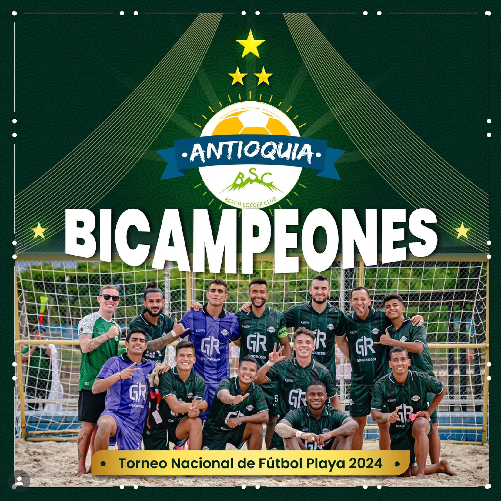 Uniformes Antioquia BeachSoccer Campeones Torneo Futbol Playa